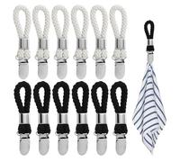 JRSHIRLEYLTD 12 mollette per asciugamani da bagno, per appendere strofinacci in acciaio inox con corda, gancio per strofinacci da cucina, pinze per strofinacci, clip per strofinacci, colore: beige