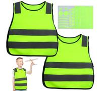 JRSHIRLEYLTD 2 gilet di sicurezza per bambini con adesivi riflettenti, gilet di sicurezza, giubbotto catarifrangente, per auto, protezione stradale, ragazzi e ragazze, gilet di avvertimento per