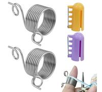 JRSHIRLEYLTD 2 pezzi per dita a maglia, supporto per dito, anello in acciaio inox, maglia a spirale, anello per ditale, anello all'uncinetto e 2 pezzi in plastica, per accessori a maglia