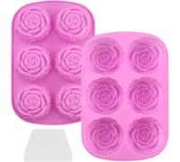 JRSHIRLEYLTD 2 stampi per sapone a forma di rosa con 1 raschietto, stampo in silicone antiaderente, per gelato, cioccolato, gelatina