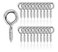 JRSHIRLEYLTD 20 viti con occhielli, gancio a vite, vite di bloccaggio, ganci ad anello da soffitto, per amache, tende da sole, sedie a dondolo, cavo fisso (argento)