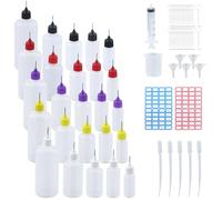 JRSHIRLEYLTD 25 bottiglie applicatore a punta di prescissione, bottiglie di colla trasparente, bottiglia applicatore per liquidi, plastica per quilling, pittura acrilica (10+20+30+50+100)