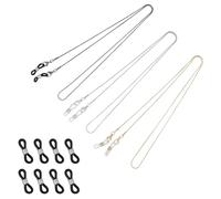 JRSHIRLEYLTD 3 Collane per occhiali da sole, con 8 anelli per occhiali, per uomini e donne (argento, oro, nero), argento, oro, nero, M