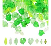 JRSHIRLEYLTD 360 ciondoli con foglie trasparenti, perline floreali acriliche, ciondoli per braccialetti verdi, per gioielli fatti in casa, bracciali, collane, orecchini