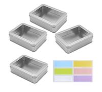 JRSHIRLEYLTD 4 scatole di metallo con coperchio, scatola con 1 adesivo per etichette, scatola organizer per caramelle, piccoli oggetti