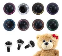 JRSHIRLEYLTD 70 pezzi 16mm Glitter Plastic Eyes, occhi di sicurezza all'uncinetto, occhi rotondi per bambole all'uncinetto per l'artigianato fai da te, giocattoli orso, amanti dell'artigianato