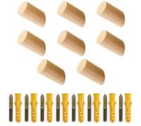 JRSHIRLEYLTD 8 ganci appendiabiti in legno, rotondi, in faggio singolo, con viti, ganci in legno, da parete, multifunzionali, per corridoio, soggiorno, camera da letto, cucina