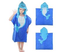 JRSHIRLEYLTD Asciugamani da bagno per bambini, in cotone con cappuccio, motivo delfino, morbido coperta per piscina, per ragazzi, ragazze (blu)