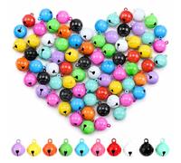 JRSHIRLEYLTD Campanella in metallo colorata da 100 pezzi per fai da te, 14 mm, con foro, piccola campana natalizia per gioielli fai da te, per realizzare animali domestici natalizi.