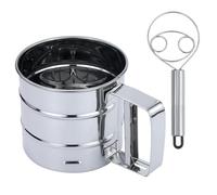 JRSHIRLEYLTD Colino per farina, zucchero a velo, filtro utilizzabile a una sola mano, in acciaio inox, capacità di 250 grammi, con 1 miscelatore per farina