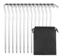 JRSHIRLEYLTD Picchetti per Tenda, 12 Pezzi, 18 cm/7", in Lega di Alluminio, Robusti e Durevoli, Contro il Vento, Design con Gancio, Versatile Applicazione