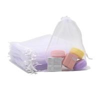JRSHIRLEYLTD Sacchetti di organza bianchi, 50 pezzi, 15 x 20 cm, con coulisse, per gioielli, dolci, nozze