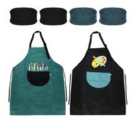 JRSHIRLEYLTD Set 2 pezzi di grembiule da pittura per bambini con maniche, cappotti da pittura per bambini e bambine, set di grembiuli per bambini per scuola, arte, pittura e cucina (45 x 60 cm)
