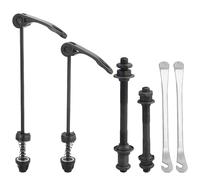 JRSHIRLEYLTD Set di 1 paio di spiedini per bicicletta, asse anteriore, asse per bicicletta da 20, 22, 24, 26, 28 pollici (nero) con 2 leve per pneumatici