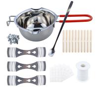 JRSHIRLEYLTD Set di candele da 61 m, stoppino per candele, 1 pentola per la produzione di candele, 3 porta stoppini in metallo, 10 stoppini in legno, 100 portacandele, 100 stoppini adesivi, 100