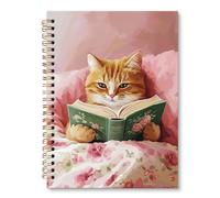JRTW Cat Reading Notebook Journal, Book Lovers Readers Gifts for Women Journal, Bookish Bookworm Librarian Gifts Notebooks for Note Taking, Cat Office Supplies, Reading Spiral Notebook 5.5x8.3 Inch