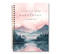 JRTW Christian Inspirational Notebook Journal, Faith Can Move Mountains Motivational Scripture Journal, Bible Verse Notebooks for Note Taking, Christian Gifts for Women Spiral Notebook 5.5x8.3 Inch