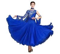 JRUIA Abiti da Ballo da Sala da Professionista per Competizione Maschia Lunga A Maglie Costume per Prestazioni in Valzer Ricamo Vestiti Standard Nazionali con Strass,A,L