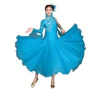 JRUIA Abiti da Ballo da Sala da Professionista per Competizione Maschia Lunga A Maglie Costume per Prestazioni in Valzer Ricamo Vestiti Standard Nazionali con Strass,B,XL