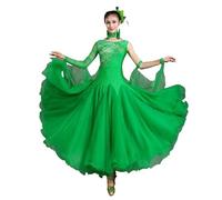 JRUIA Abiti da Ballo da Sala da Professionista per Competizione Maschia Lunga A Maglie Costume per Prestazioni in Valzer Ricamo Vestiti Standard Nazionali con Strass,C,S