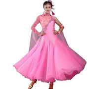 JRUIA Abiti da Ballo da Sala da Professionista per Competizione Maschia Lunga A Maglie Costume per Prestazioni in Valzer Ricamo Vestiti Standard Nazionali con Strass,H,XL