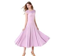 JRUIA Abiti da Ballo da Sala per Le Donne Moderna Latina Elastica Prestazioni di Ballo del Valzer Costumi da Ballo Liscio Standard,Viola,S