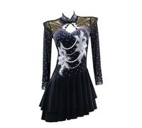 JRUIA Abiti da Ballo Latino Americani Ricamati per Donna Gonna da Gara per Tango E Salsa Abito Professionale per Il Cha Cha Cha Abbigliamento da Ballo da Sala Orlo Asimmetrico,B,L