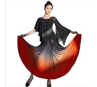 JRUIA Abiti da Competizione per Balli da Sala da Donna Gradient Modern Valzer Prestazione Dancing Outfit Abbigliamento da Ballo Professionale per La Salsa di Flamenco Gonna Tango Strass,Arancia,XXL