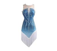 JRUIA Abiti da Gara per Danze Latino-Americane Costume da Donna con Frange per Tango Abbigliamento Senza Maniche per Balli da Sala Completo Professionale Body E Gonna per Salsa,B,M