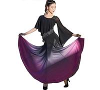 JRUIA Abiti di Danza da Ballo per Donne Gradiente di Moda Outfit Prestazione Valzer Modern Abito da Ballo Flamenco Foxtrot Costumi di Concorrenza Tango con Strass,B,M