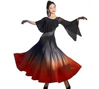 JRUIA Abiti di Danza da Ballo per Donne Gradiente di Moda Outfit Prestazione Valzer Modern Abito da Ballo Flamenco Foxtrot Costumi di Concorrenza Tango con Strass,A,L
