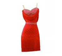 JRUIA Abiti di Danza Latina Professionisti Senza Schienale Costume da Donna Salsa Cha Cha Bretelle Outfit da Ballo con Competizione da Sala Gonna in Pieghe con Body per Tango Samba,C,L