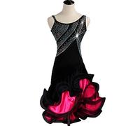 JRUIA Abito con Leotard per Esibizioni di Danza Latina per Le Donne Bretelle di Salsa Tango Moderni Abiti da Ballo Foxtrot Cha Cha Costumi con Strass Gonna A Liscia di Pesce,A,XXL