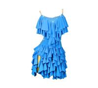 JRUIA Abito da Allenamento Latino Americani da Donna Abbigliamento per La Pratica di Salsa Costume da Spettacolo di Cha Cha Abito da Ballo di Tango Gonna Volant per Rumba E Samba,C,L