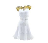 JRUIA Abito da Gara per Balli Latino Americani con Frange Abito Professionale da Tango per Donna Abbigliamento per Cha Cha con Dettagli A Bretella Gonna con Cristalli per Rumba,A,XL