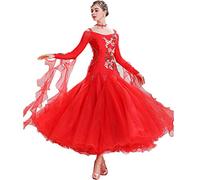 JRUIA Costume da Donna Valzer Moderno Abiti di Danza da Ballo Standard per La Competizione Professionale Ricamo Ang Montato A Diamante Social Dance Big Swing Gonna,C,M
