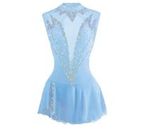 JRUIA Costume da Pattinaggio da Donna Abiti da Pattinaggio per Ragazze per La Competizione Professionale Rinestone Fatto A Mano Gonna per Esibizione di Ginnastica Artistica All'aperto,C,12/15