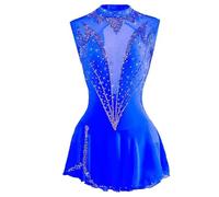 JRUIA Costume da Pattinaggio da Donna Abiti da Pattinaggio per Ragazze per La Competizione Professionale Rinestone Fatto A Mano Gonna per Esibizione di Ginnastica Artistica All'aperto,E,5/8