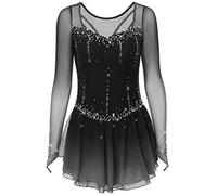 JRUIA Costume da Pattinaggio su Ghiaccio da Ragazza A Maglie Abiti da Competizione da Pattinaggio da Donna Gonna per Prestazioni All'aperto Leotardie di Ginnastica Ritmica,B,XXXL