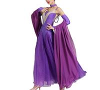 JRUIA Costume da Spettacolo di Tango per Donna Abiti da Ballo per La Competizione di Salsa Valzer Abito da Ballo da Sala Flamenco con Squisita Copertura per Il Collo Grande Oscillazione,Viola,S