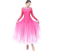 JRUIA Costumi di Prestazione del Valzer Moderni da Donna Pendenza Abiti da Competizione da Sala da Ballo Foxtrot Elegante Tango Flamenco Danzando Vestiti con Strass,B,L
