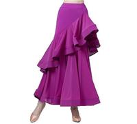 JRUIA Gonna per Pavimenti per Il Pavimento di Chiffon Femminile Gonna di Lunghezza della Caviglia della Spiaggia Valzer Gonna Maxi in Vita Alta Tango Grandi Gonne Lunghe A Foglia di Loto,Viola,XXL