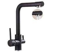 JRUIA Matt Black Tap Cuscine Raccolta del Filtro dell'Acqua A 3 Vie Raccordi Cucina Girevole A 360 ° Cucina per Filtro dell'Acqua 2 Leva Che Mescola La Batteria per Il Tocco dell'Acqua Potabile
