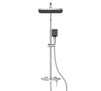 JRUIA Rubinetto da Bagno Moderno A Parete di Colore Grigio, Doccetta E Soffione A Pioggia, Rubinetto per Vasca da Bagno con Getto A Cascata, Tre Tipi di Erogazione dell'Acqua,Argento