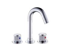 JRUIA Rubinetto da Cucina Argento, Rubinetto per Lavabo A Due Maniglie Girevole A 360°, con Alimentazione Acqua Fredda, Rubinetto per Cucina E Lavello A Tre Fori, Stile Moderno,Argento