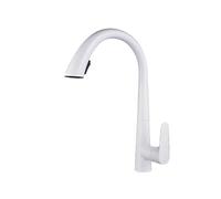 JRUIA Rubinetto da Cucina Bianco Girevole A 360°, con Doccetta Estraibile, Rubinetto per Lavello in Ottone, 2 Tipi di Getto, Miscelatore Monocomando, Acqua Calda E Fredda,Bianca