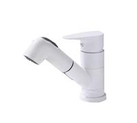 JRUIA Rubinetto da Cucina Monoforo Argento, Rubinetto per Lavello Girevole A 360°, 2 Tipi di Getto, con Doccetta Estraibile, Miscelatore Monocomando, Rubinetto per Lavello da Bagno,Bianca