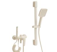 JRUIA Rubinetto Doccia Regolabile in Ottone Bianco Crema, Doccetta E Rubinetto per Vasca, con 3 Funzioni, Moderno Rubinetto per Vasca da Parete, con Pistola A Spruzzo