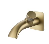 JRUIA Rubinetto per Bagno A Cascata in Oro Spazzolato, Acqua Calda E Fredda, Miscelatore per Cucina, Rubinetto per Bagno Monoforo A Parete, Materiale in Ottone, Rubinetto per Lavabo