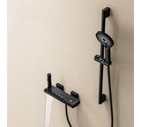 JRUIA Rubinetto per Bagno Bianco A Pulsante, Rubinetto per Vasca con Doccetta, Supporto per Doccia in Ottone, Soffione Doccia A Cascata A Parete, Set Doccia Moderno, con 3 Funzioni,C